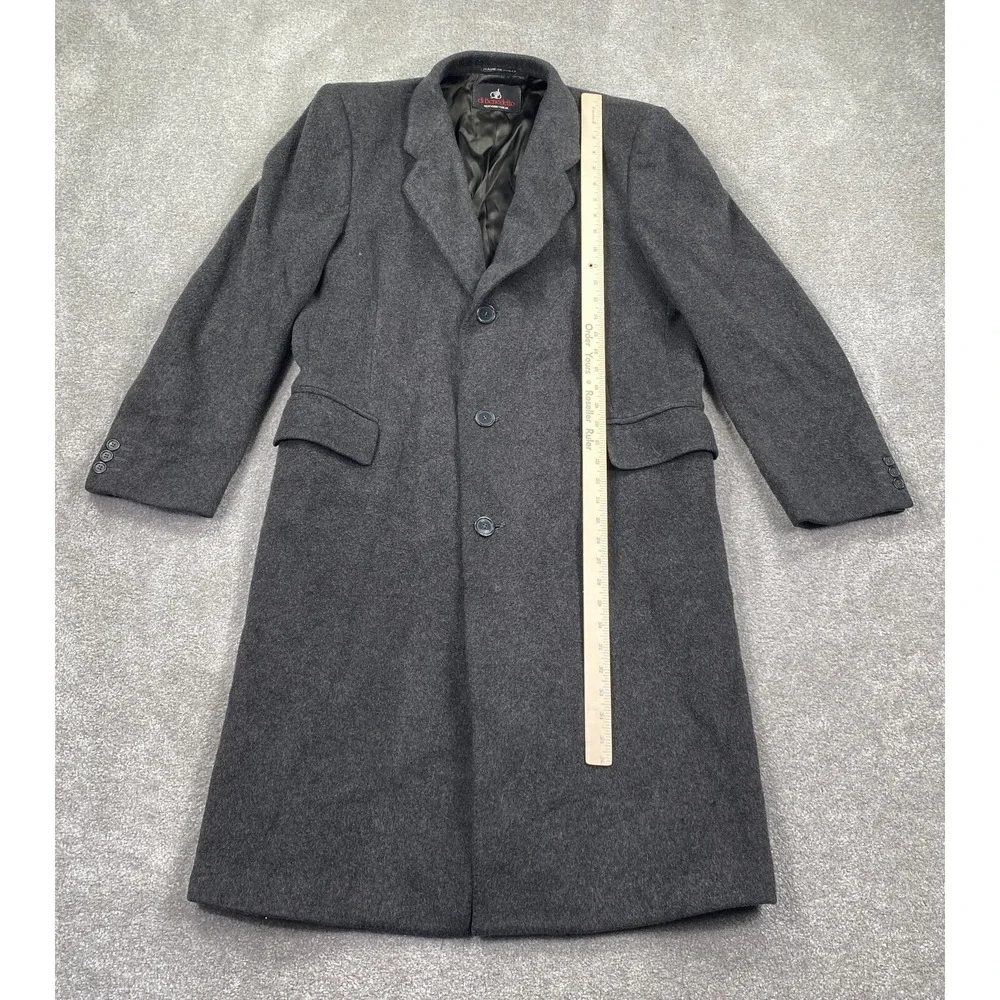 Di Benedetto Wool Cashmere Sigle Breasted Overcoat Men's Size L 44 Charcoal Gray